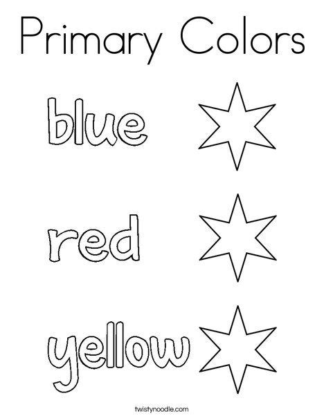 primary colors coloring page twisty noodle color worksheets