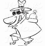 Spy Cartoon Coloring Sneaky Pages Bomb Carrying Back Leishman Ron Vector Outlined Behind His Color Template sketch template