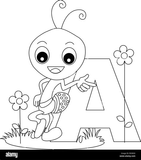 animal alphabet coloring book illustration  outlined graphics