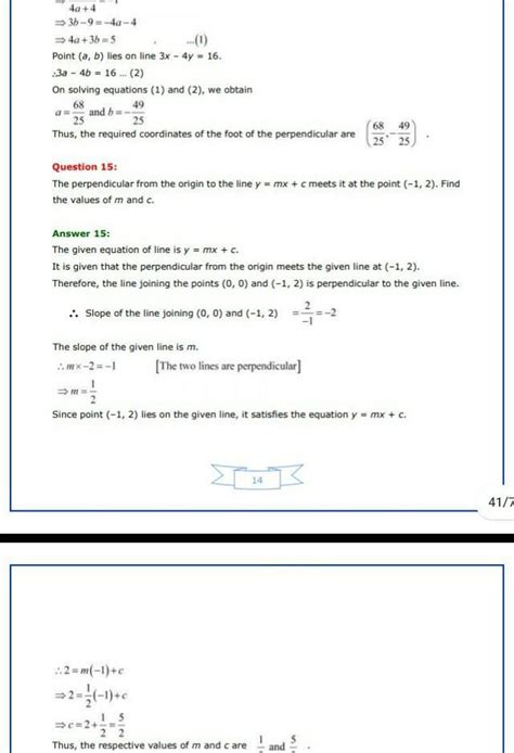 Question 15 The Perpendicular From The Origin To The Line Y Mx C