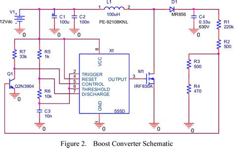 figure   simple boost converter  timer ic   charging capacitor banks semantic