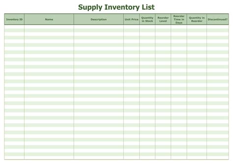 printable inventory templates doctemplates