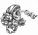 Skull Tattoo Coloring Rose Sugar Pages Tattoos Skulls Designs Candy Drawing Roses Drawings Hearts Flowers Girl Cool Face Men Neck sketch template
