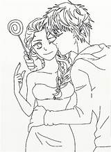 Elsa Jack Frost Coloring Pages Kissing Frozen Lineart Template Deviantart sketch template