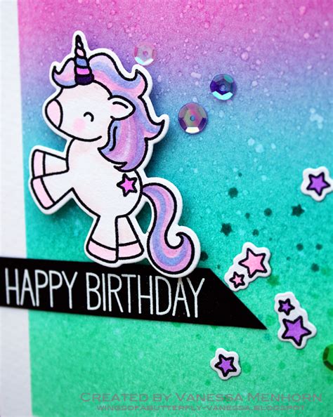 wings   butterfly unicorn birthday card