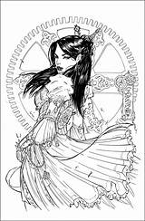 Coloring Steampunk Pages Adult Deviantart Devgear Inks Printable Grayscale Drawing Books Drawings Line Sheets Traditional Colouring Book Print Lady Fairy sketch template