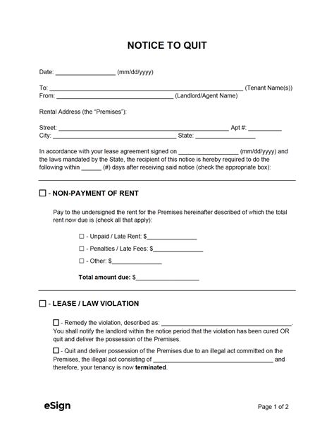 landlord tenant  day notice  vacate template