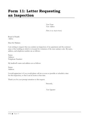 sample letter  request  conduct inspection fill  printable