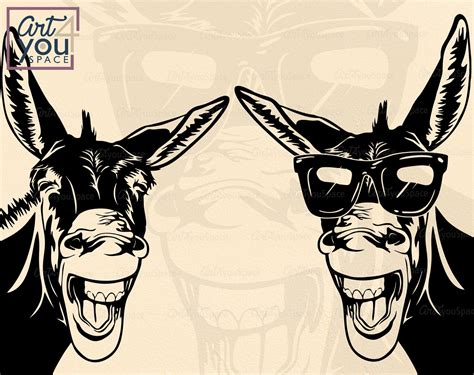 funny donkey  sunglasses svg png dxf  farm animal clipart