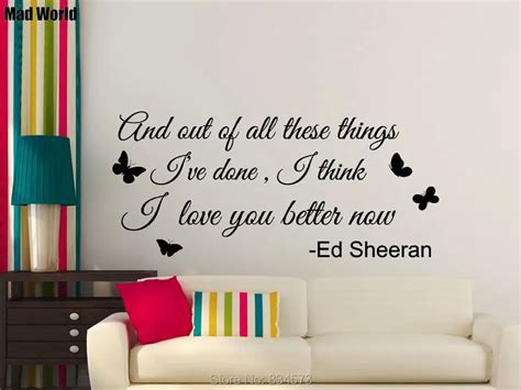ed sheeran  love    song lyrics wall art stickers wall decals home diy decoration