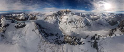 high altitude drone captures rare view  mount everest mount everest everest aerial photo