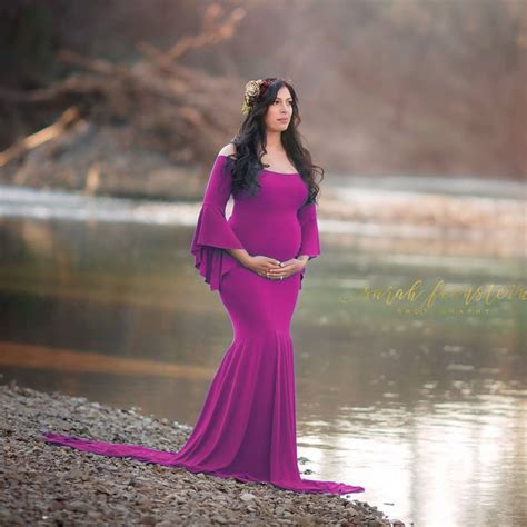 rufflrs maxi pregnancy dresses for pregnant women clothes shoulderless
