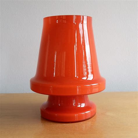 Orange Glass Table Lamp For Flygsfors Sweden 1970 S 82306