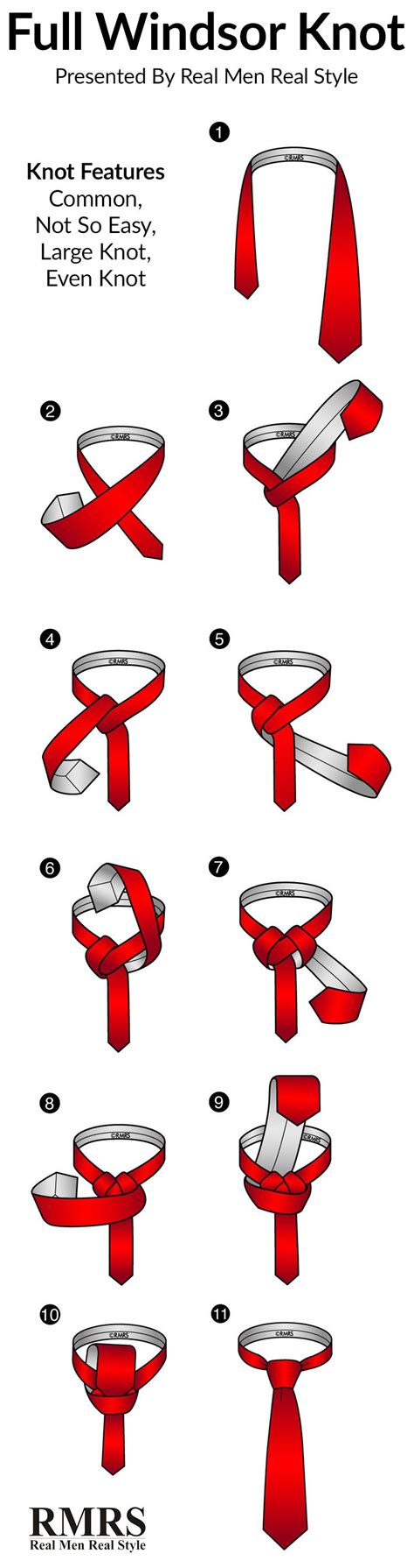 tie  full windsor knot infographic