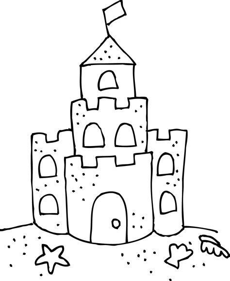 sand castle clip art black  white cute sand castle coloring page