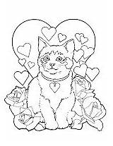Coloring Valentine Cat Pages Cats Printable sketch template