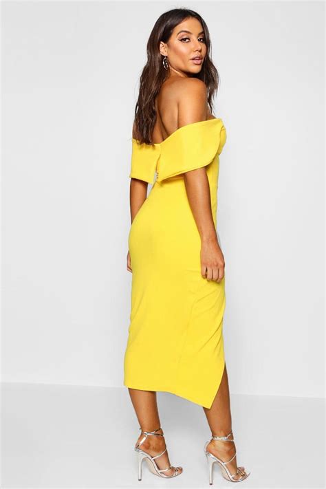 Off The Shoulder Wrap Skirt Midi Dress Yellow Midi Dress Midi Skirt