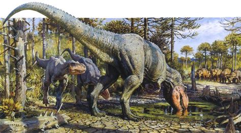 A Mother Tyrannosaurus Rex With Her Two Juvenile