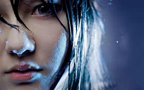 1680x1050 Water Drops Kristina Kroete Asian Dark Hair Closeup Women