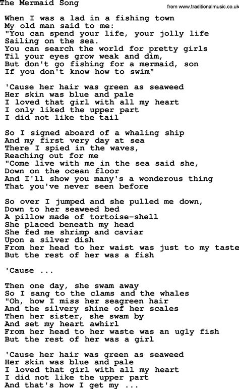 mermaid song sea song  shantie lyrics