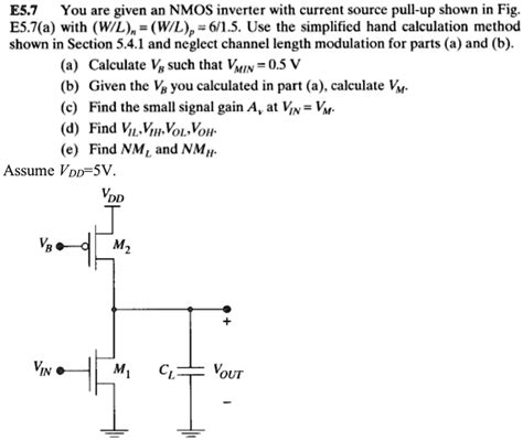 solved      nmos inverter  current source pull  shown  fig ea