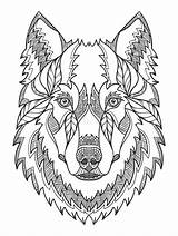 Zentangle Wolf Head Illustration Vector Freehan Stylized Doodle Gray Ornate Preview sketch template