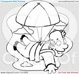 Man Parachuting Happy Coloring Clipart Cartoon Outlined Vector Thoman Cory sketch template