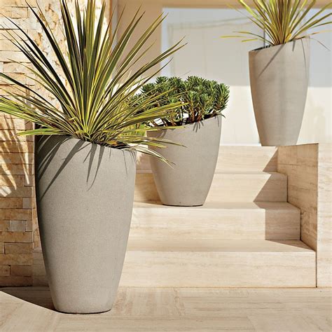 slant cement planters crate barrel large outdoor planters tall