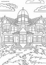Printable Ausmalbilder Mansion Colouring Ausmalen Erwachsene Favoreads Dibujar Paisajes Grafiken Lässig Dollhouse Dover Tableau Brian sketch template