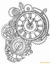 Coloring Clock Gears Kleurplaat Uhr Coloringpagesonly Volwassenen Horloge Gothic Punk Sketch Erwachsene Malvorlage Cog Stencils Ausmalbild Cogs Gemerkt sketch template