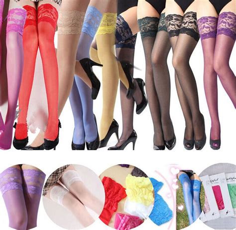 hot sexy womens lace top silicone band stay up thigh high stockings