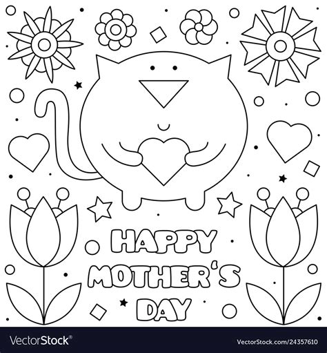 happy mothers day coloring page royalty  vector image