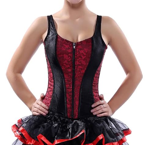 red and black patchwork corsets and bustiers sexy korset overbust zipper