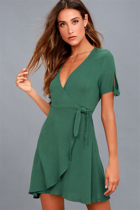 cute green dress wrap dress short sleeve dress lulus