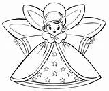 Coloring Pages Christmas Angels Angel Retro Print Fairy Thank sketch template