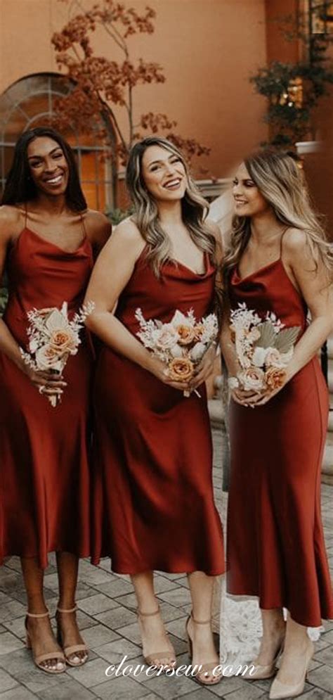 rust red bridesmaid dressestea length bridesmaid dressessheath bridesmaid dresses popular
