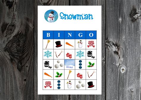 snowman winter bingo  printable christmas holiday party