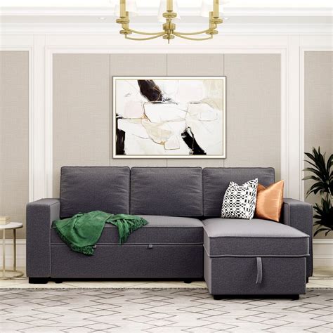 ebern designs 91 5 reversible pull out sleeper sectional storage sofa