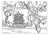 Chinese Colouring Lanterns Pages Year Scene Coloring Kids Sheets China Lantern Festival Draw Activityvillage Printable Village Activity Chine Color Asian sketch template
