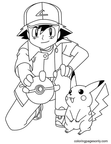 pokemon coloring pages pikachu  ash