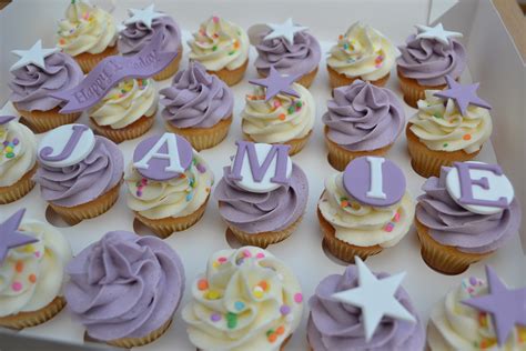 paper cakes lilac  cream happy birthday jamie mini cupcakes