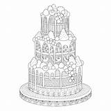 Cake Coloring Zentangle Berries Book Pages Food Doodle Cafeteria Preview Drawn Adults Hand Getcoloringpages Illustration sketch template