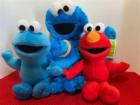 rare sesame street elmo cookie monster   inches plushes fisher price vtg  picclick