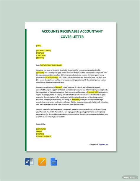 accounts receivable accountant cover letter template google docs