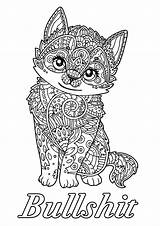 Coloring Swear Word Bullshit Pages Words Cute Kitten Adults Animal Adult Book Justcolor Choose Board Animals sketch template