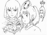 Spirited Ghibli Miyazaki Hayao Dani Chihiro Totoro Ponyo Haku Colorir Estudio Desenhos Howl Howls Viaje Buksan sketch template