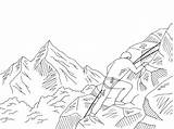 Climbing Alpinist Klettert Illustrationsvektor Weißen Schwarzen Speziellem Allein Hohen sketch template