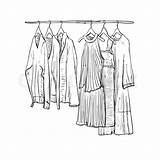 Clothes Hanger Wardrobe Drawing Clipart Sketch Hanged Illustration Hand Hanging Drawn Draw Vector Drawings Hangers Fashion Getdrawings Stock Designs Line sketch template