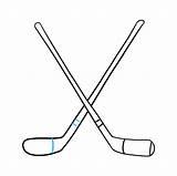 Hockey Sticks Draw Drawing Stick Easy Puck Step Line Small Heel sketch template