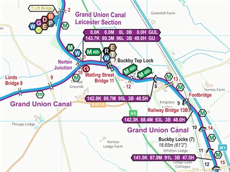 grand union canal  cruising map   waterway routes